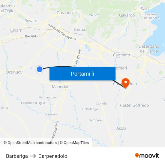 Barbariga to Carpenedolo map