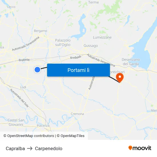 Capralba to Carpenedolo map