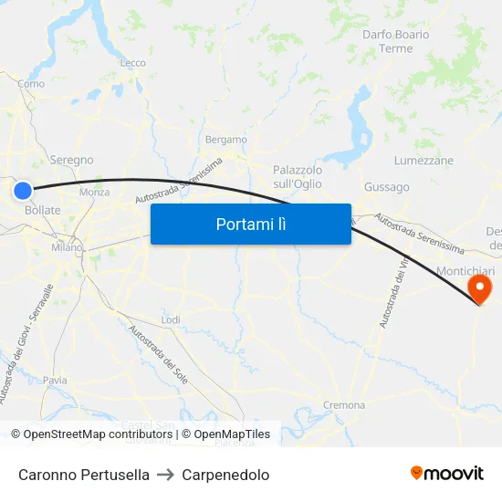 Caronno Pertusella to Carpenedolo map