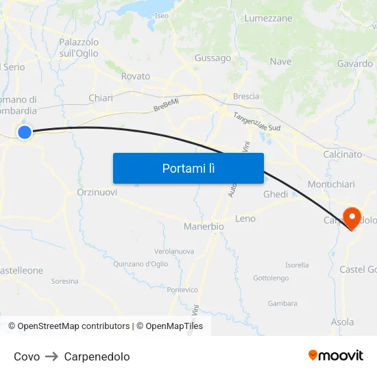 Covo to Carpenedolo map