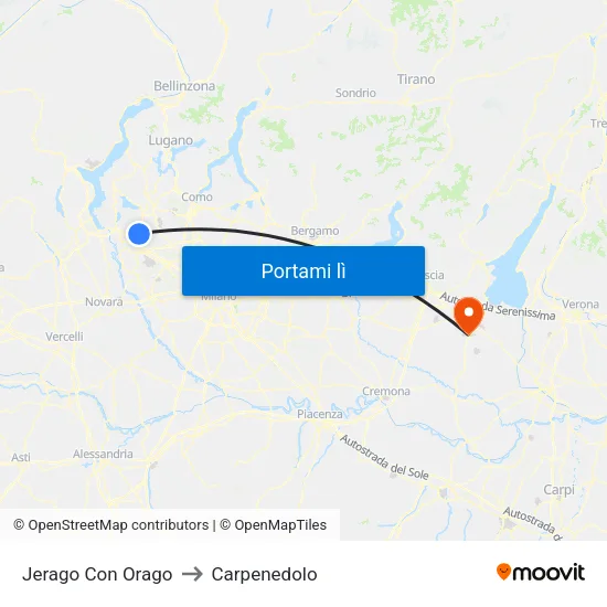 Jerago Con Orago to Carpenedolo map