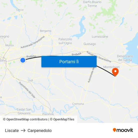 Liscate to Carpenedolo map