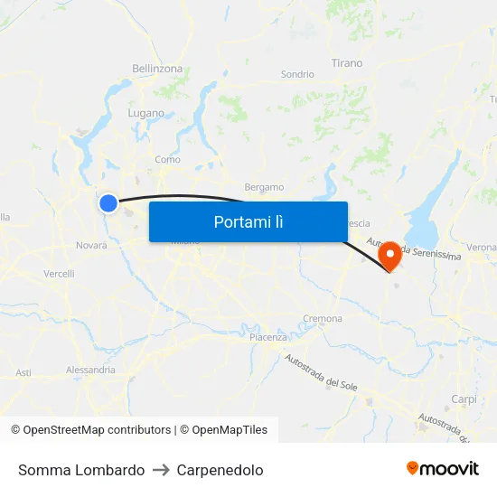 Somma Lombardo to Carpenedolo map