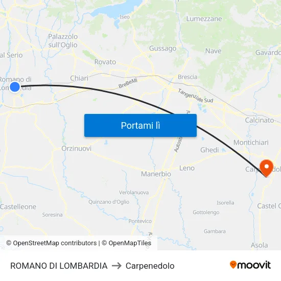 ROMANO DI LOMBARDIA to Carpenedolo map