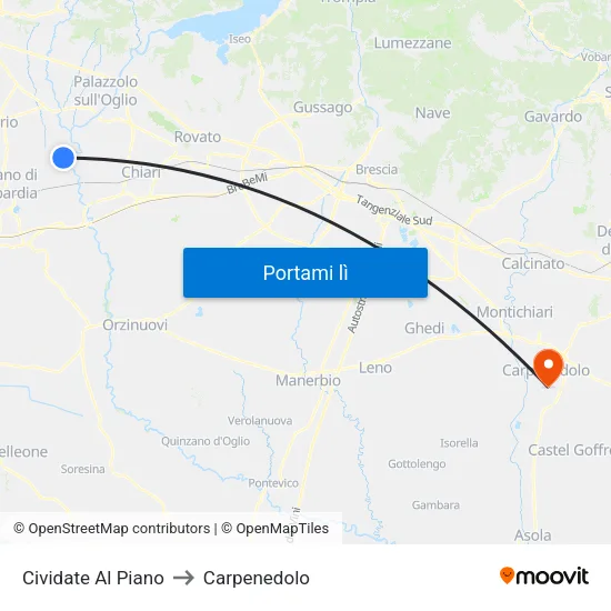 Cividate Al Piano to Carpenedolo map