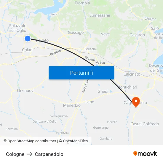 Cologne to Carpenedolo map