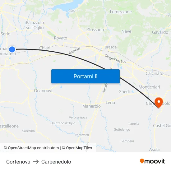 Cortenova to Carpenedolo map