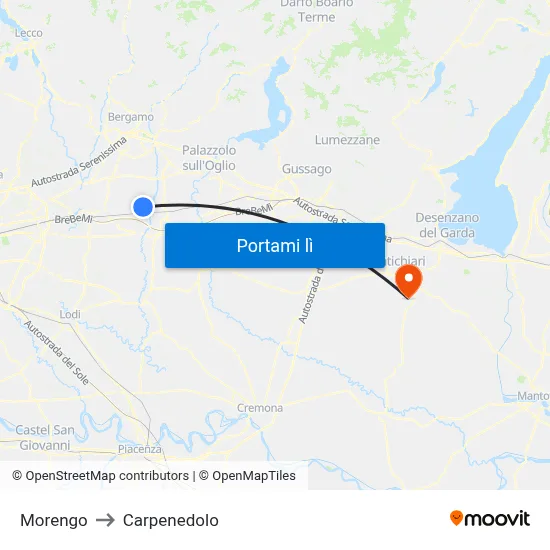 Morengo to Carpenedolo map
