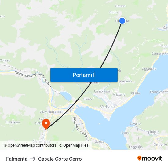 Falmenta to Casale Corte Cerro map