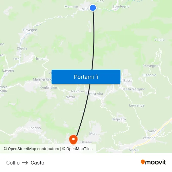Collio to Casto map