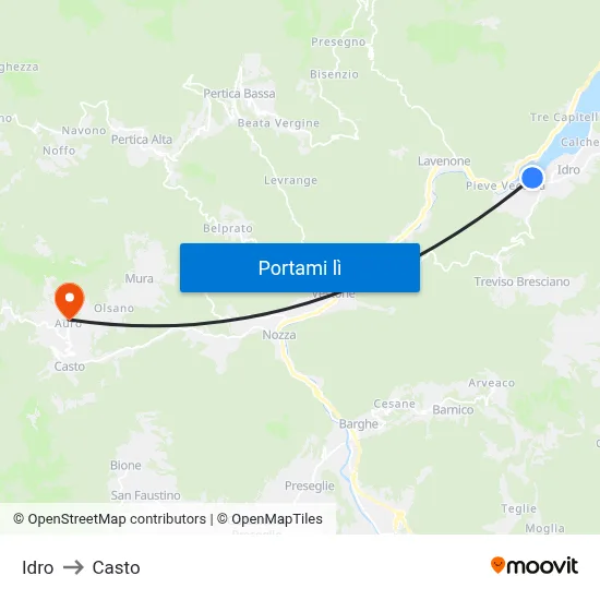 Idro to Casto map