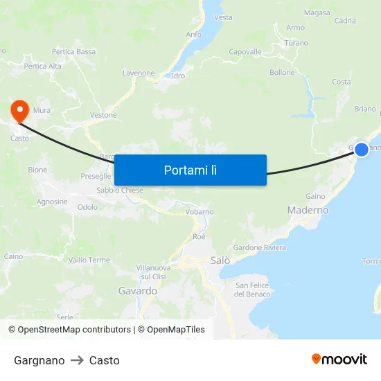 Gargnano to Casto map