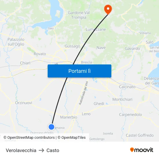 Verolavecchia to Casto map