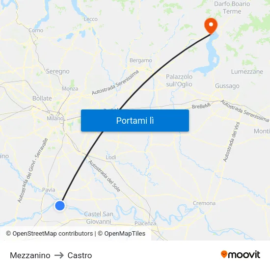 Mezzanino to Castro map