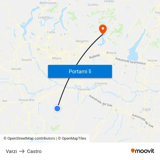 Varzi to Castro map