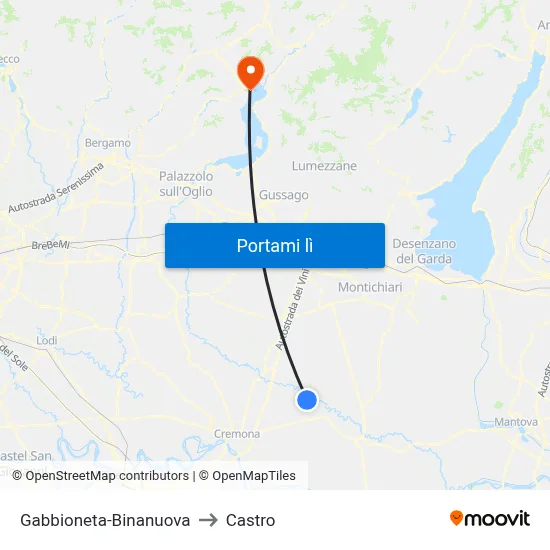 Gabbioneta-Binanuova to Castro map