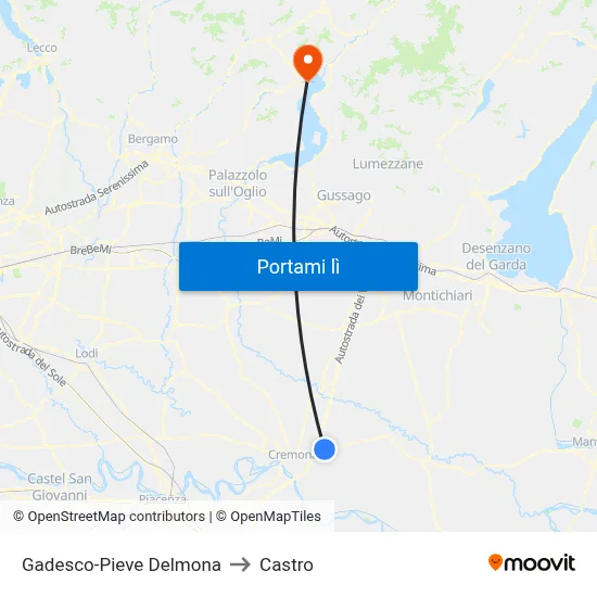 Gadesco-Pieve Delmona to Castro map