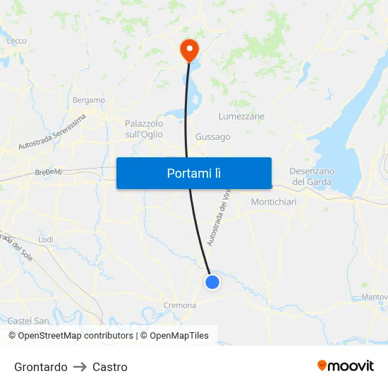 Grontardo to Castro map