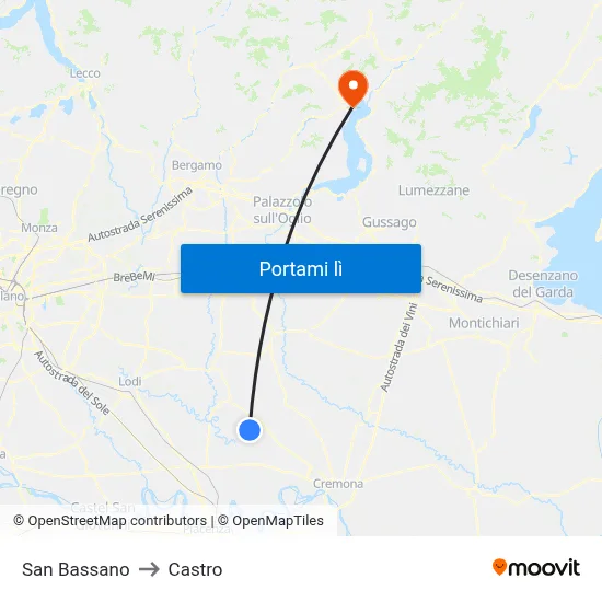 San Bassano to Castro map
