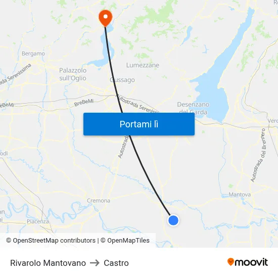 Rivarolo Mantovano to Castro map