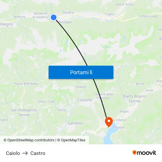 Caiolo to Castro map