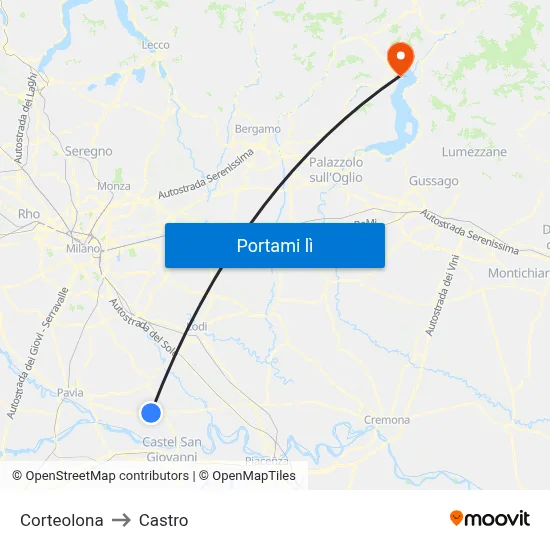 Corteolona to Castro map