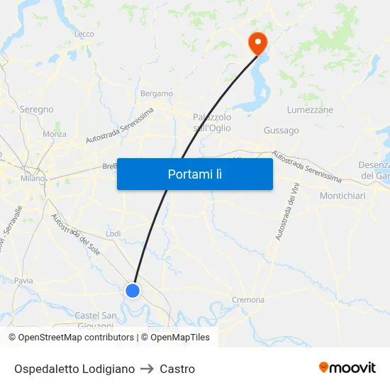 Ospedaletto Lodigiano to Castro map