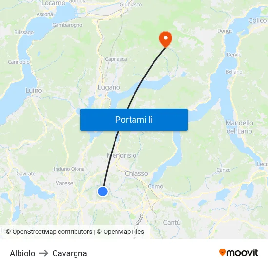 Albiolo to Cavargna map