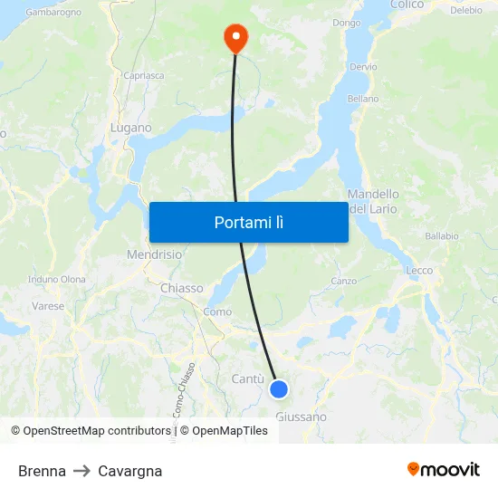 Brenna to Cavargna map