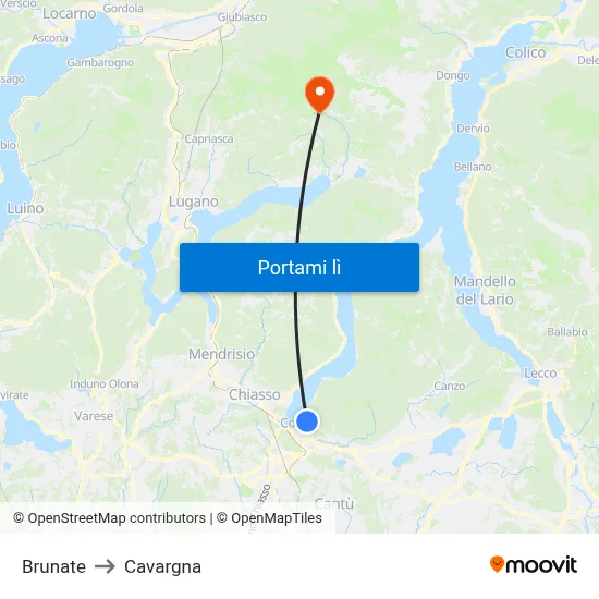 Brunate to Cavargna map