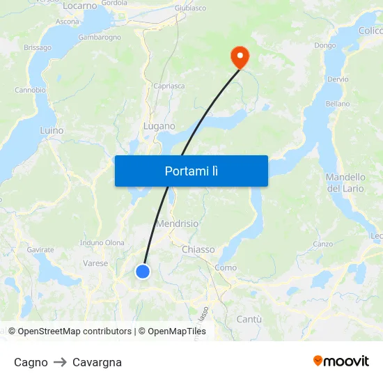 Cagno to Cavargna map
