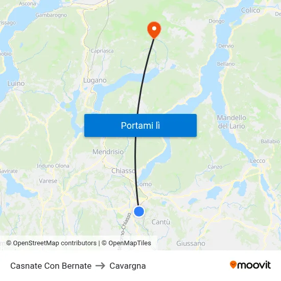 Casnate Con Bernate to Cavargna map