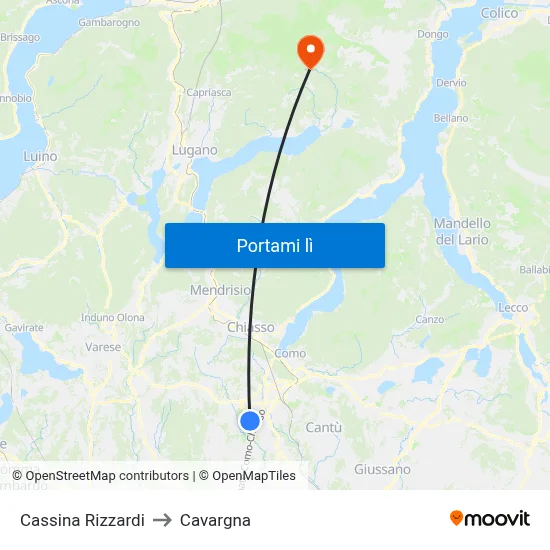 Cassina Rizzardi to Cavargna map