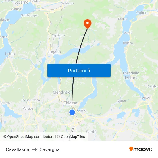 Cavallasca to Cavargna map