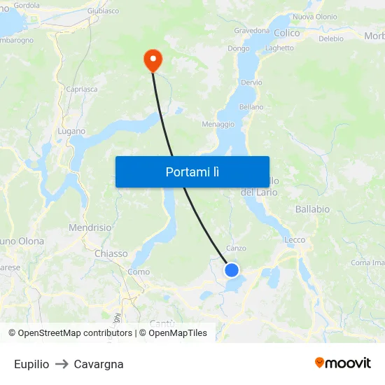 Eupilio to Cavargna map