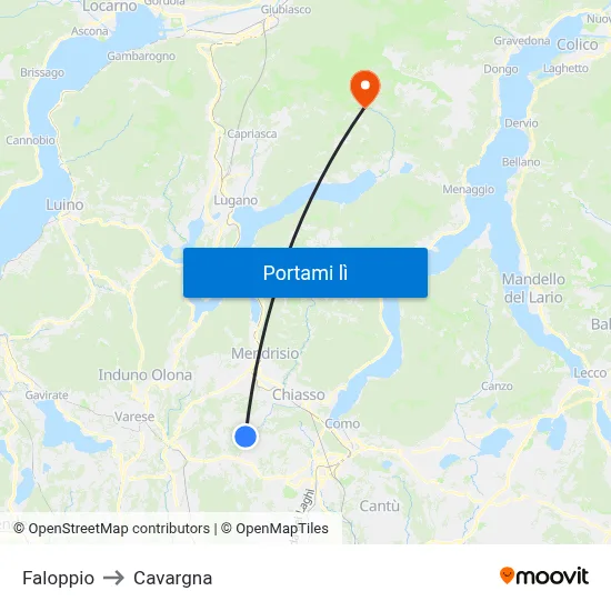 Faloppio to Cavargna map
