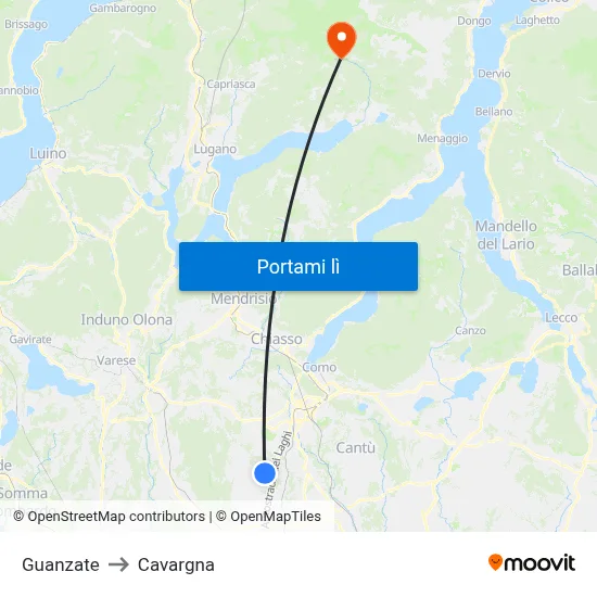 Guanzate to Cavargna map