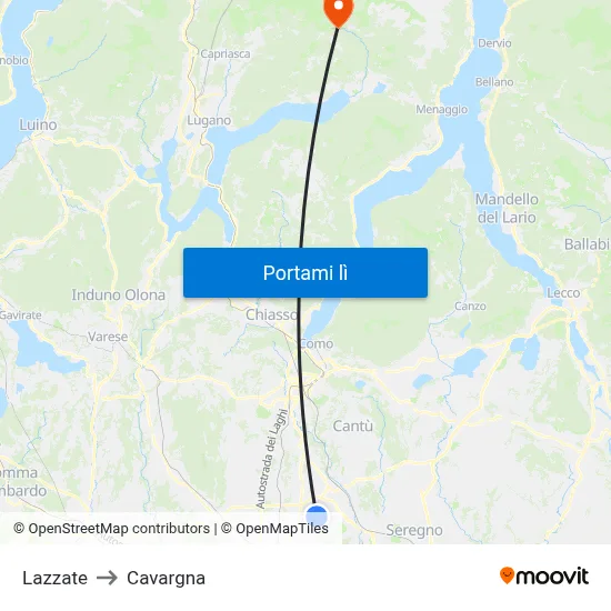 Lazzate to Cavargna map