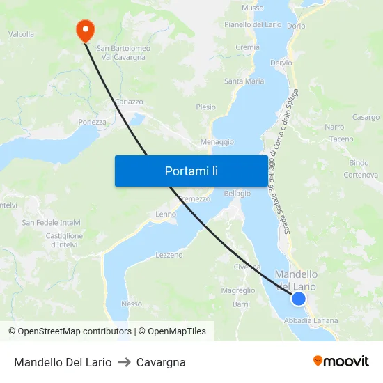 Mandello Del Lario to Cavargna map