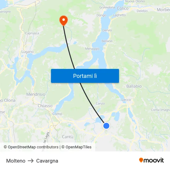 Molteno to Cavargna map