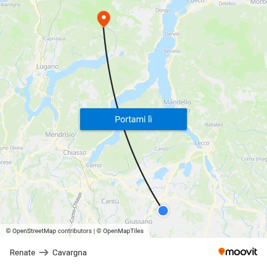 Renate to Cavargna map