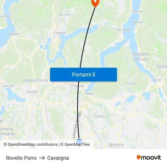 Rovello Porro to Cavargna map