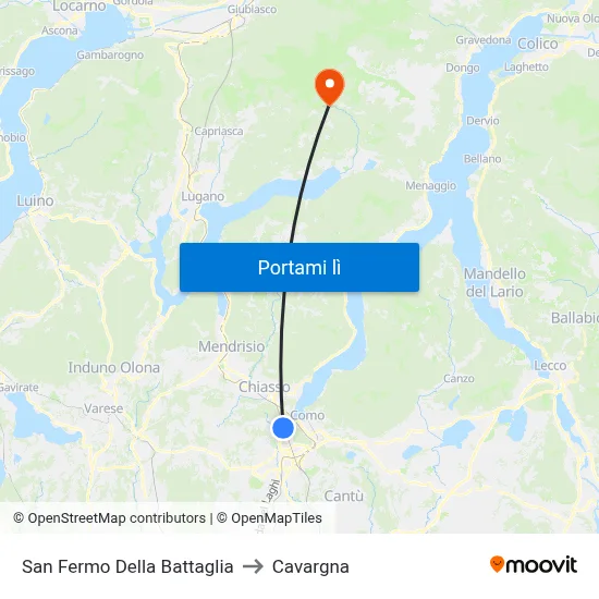 San Fermo Della Battaglia to Cavargna map