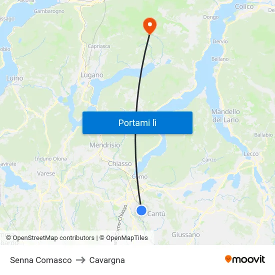 Senna Comasco to Cavargna map