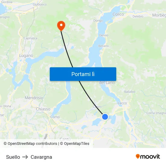 Suello to Cavargna map