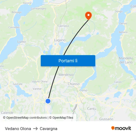 Vedano Olona to Cavargna map