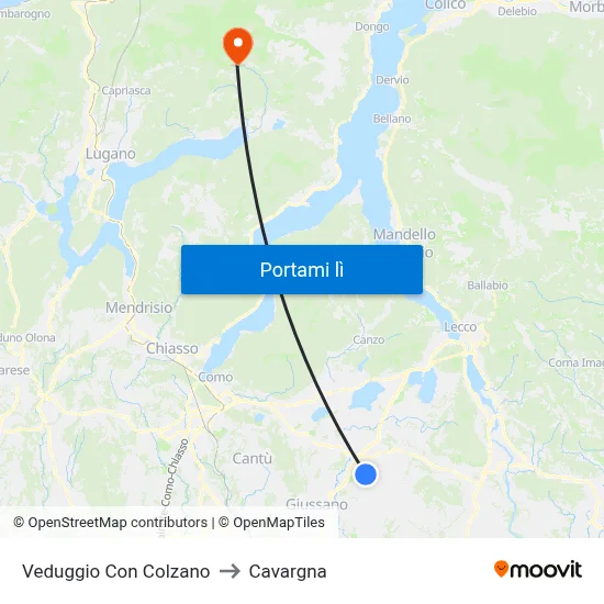 Veduggio Con Colzano to Cavargna map