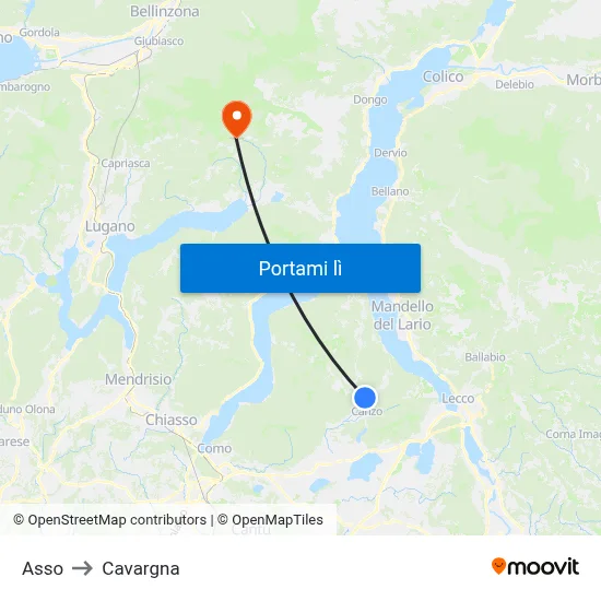 Asso to Cavargna map