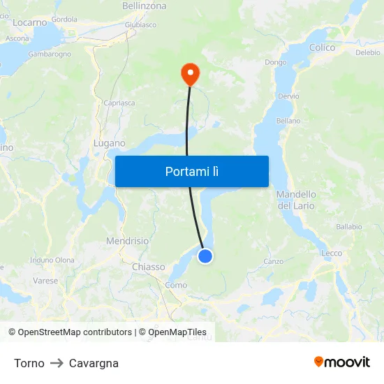 Torno to Cavargna map