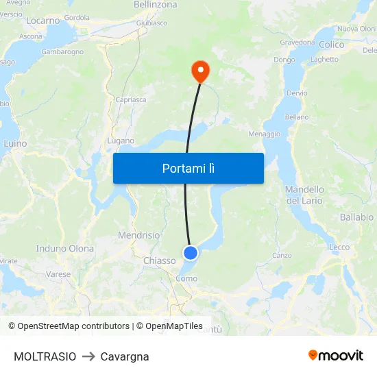 MOLTRASIO to Cavargna map